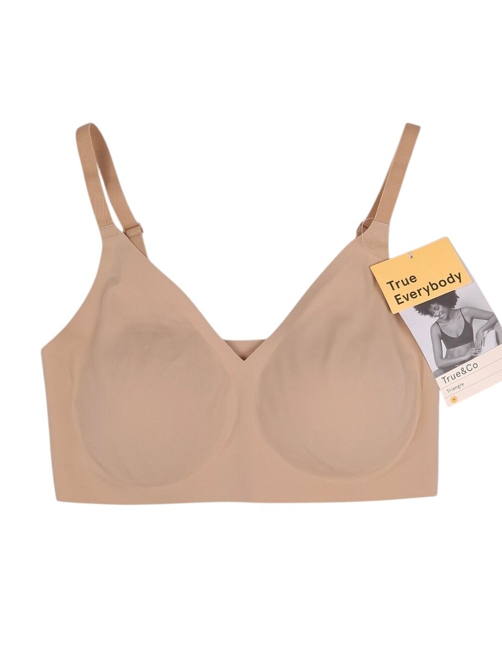 True & Co Triangle Bralette seamless wire free comfort beige M 36A 36B 34C 34D
